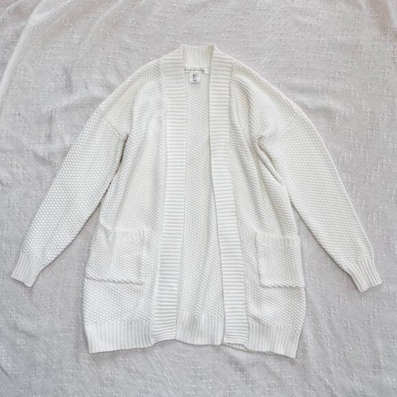 max studio white chunky knit sweater cardigan - Picture 1 of 7